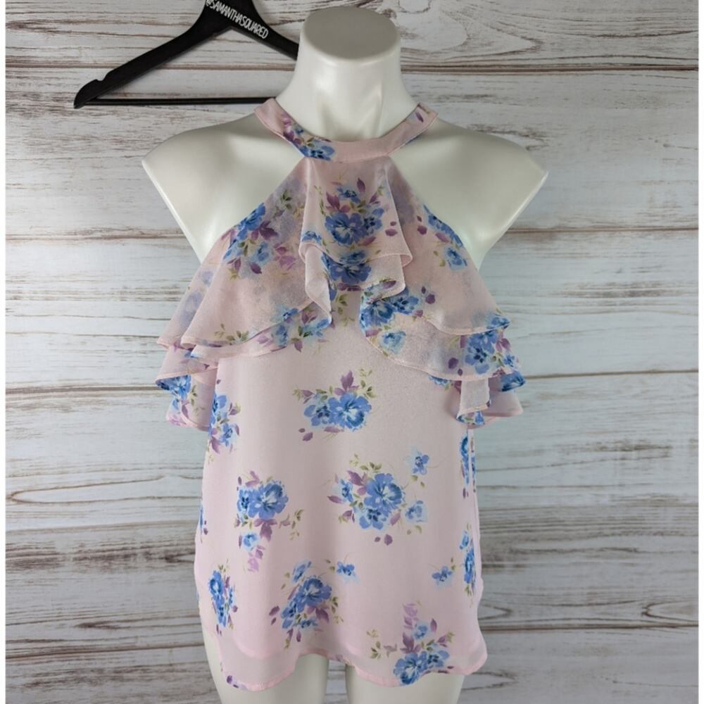 Ro&De Floral Flutter Halter Blouse Sz Small